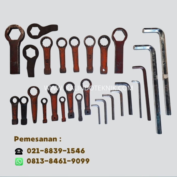 Rental kunci pukul slogging wrench striking wrench kunci L 12 mm, 25 mm, 35 mm, allen key hexagonal key