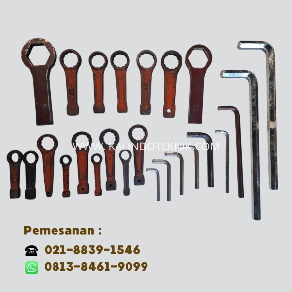 Rental kunci pukul slogging wrench striking wrench kunci L 12 mm, 25 mm, 35 mm, allen key hexagonal key